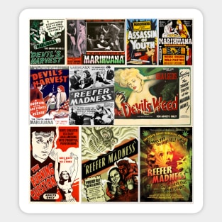 Reefer madness - Anti Marijuana vintage film posters collage Sticker